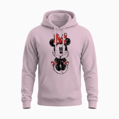 Disney Mickey and Friends Minnie Mouse Doodle T-Shirt Small Unisex Hoodie - Light Pink