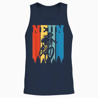 9 Years Downhill Mtb Mountain Bike 9th Birthday T-Shirt, Black Unisex Tank Top - Navy