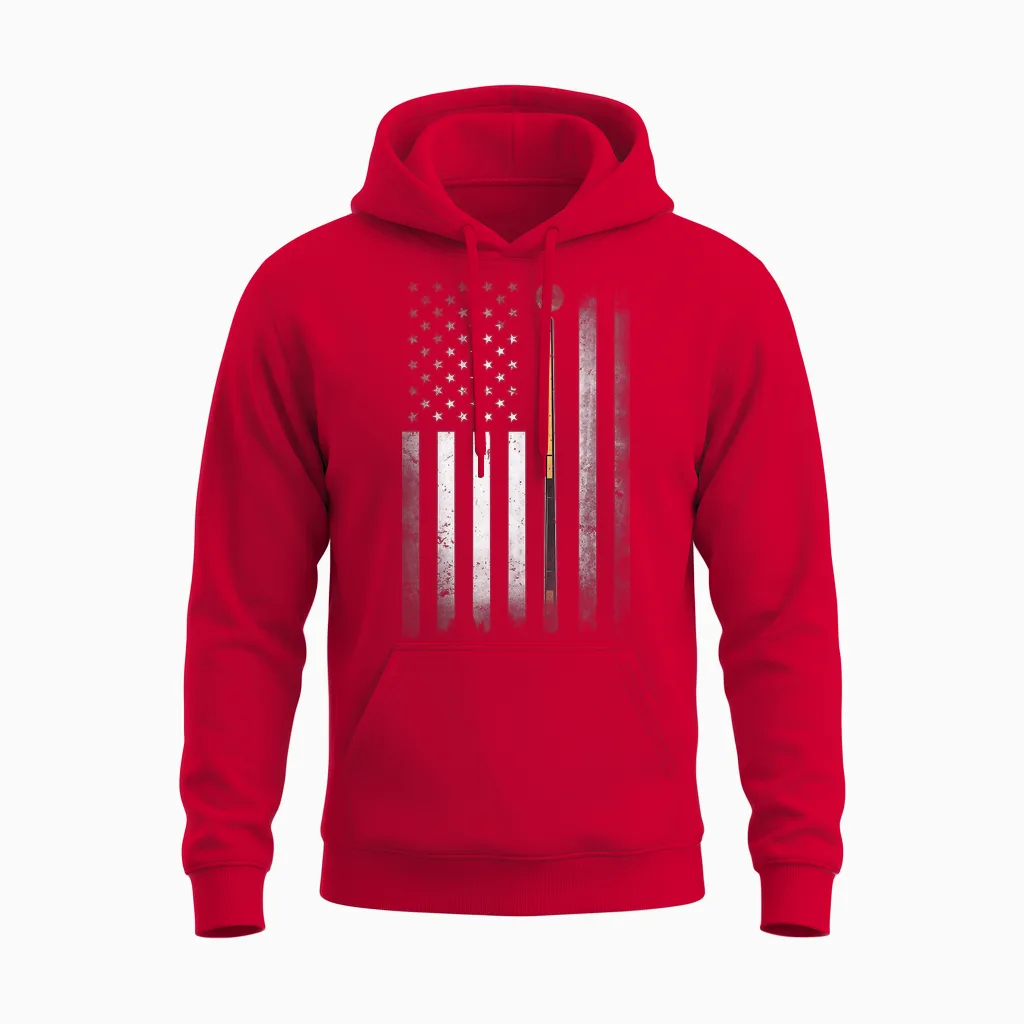 Billiards Pool Player Table Usa Us American Unisex Hoodie in Red