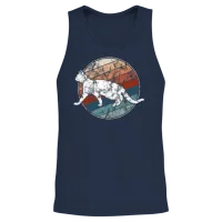 Cat in Retro Style — Lovers Unisex Tank Top - Navy – 2