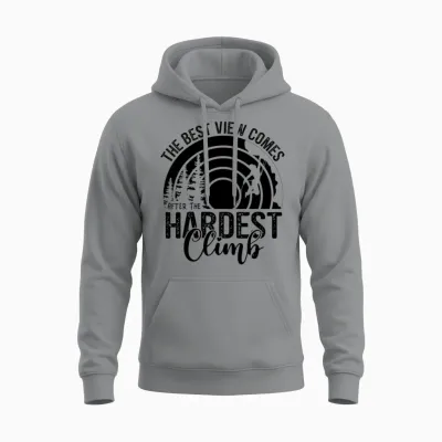 The Best View Comes When Hiking, Mountaineering Unisex Hoodie - Sport Grey