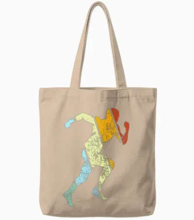 Jogging Retro Tote Bags - Natural