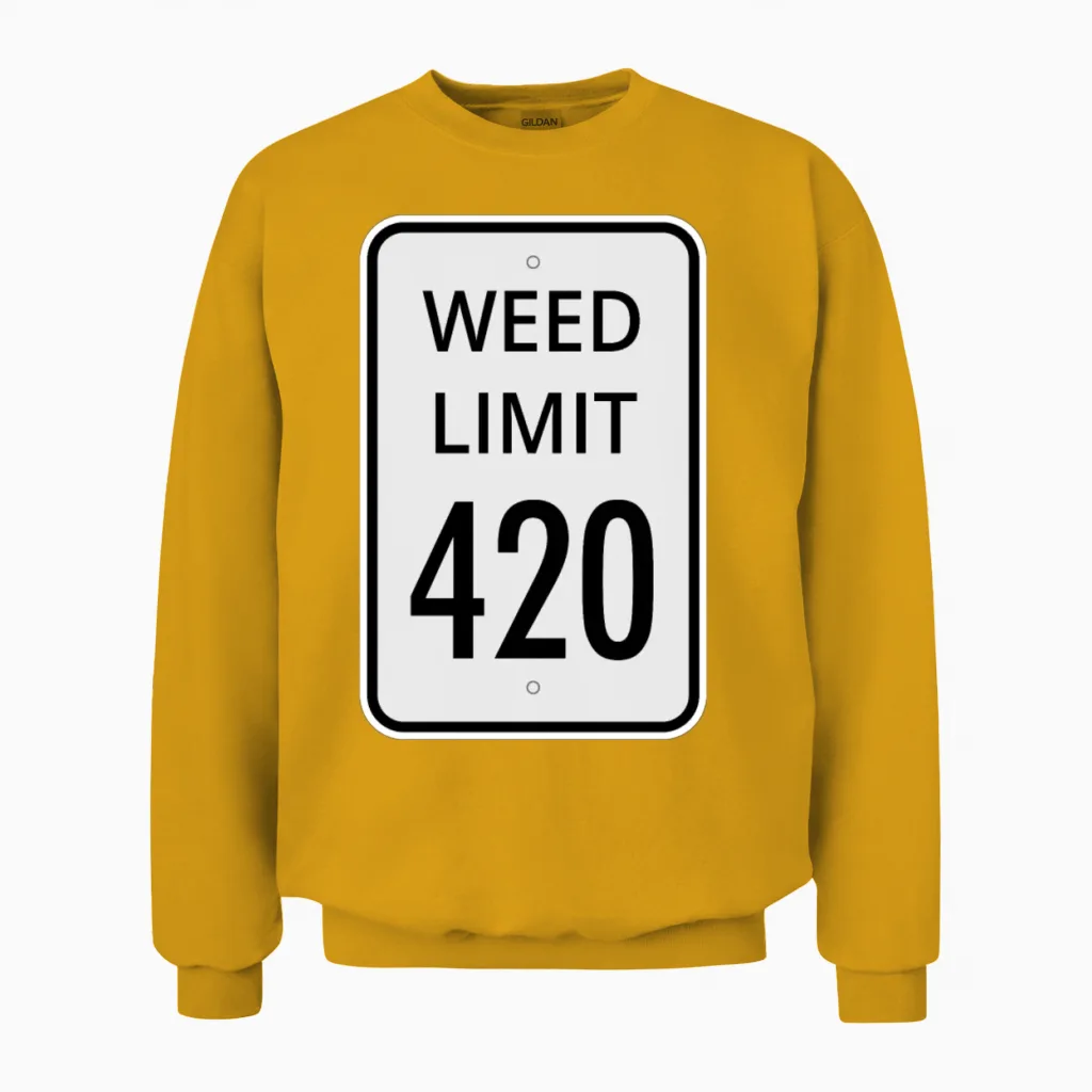 Weed Limit 420 Unisex Sweatshirt in Gold
