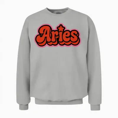 Aries Zodiac Retro Design Unisex Sweatshirt - Ash
