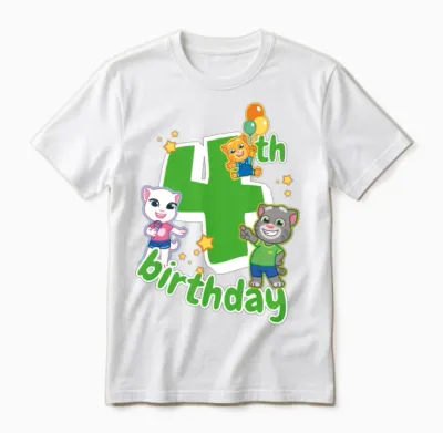 Talking Tom & Friends 4th Birthday Unisex T-Shirt - White