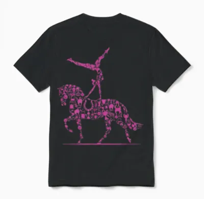 Pink Horse Vaulting Unisex T-Shirt - Black