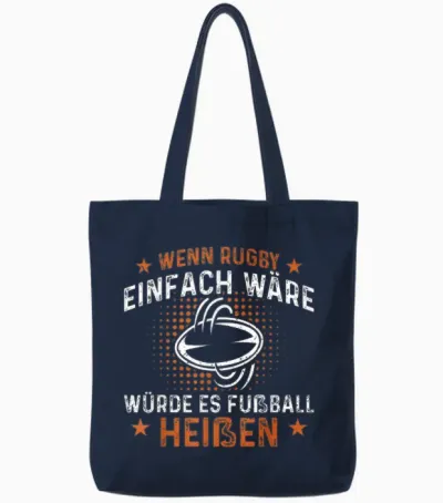 Herren Rugbyspieler Geschenke Rugby Spieler Lustiges Wenn Rugby Einfach Wäre Es Fußball T-Shirt Schwarz U-Ausschnitt Klein Rugby T-Shirt Herren Rugby Sport Design Tote Bags - Navy