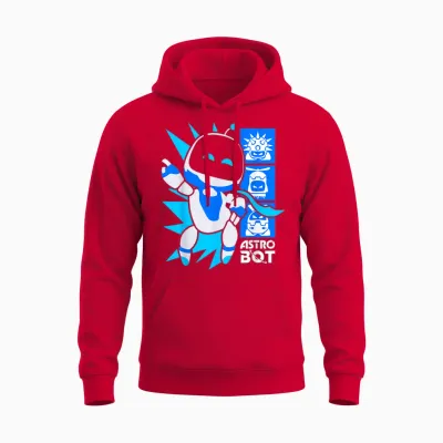 Astro Bot Rescue Mission Victory Pose Video Game Unisex Hoodie - Red