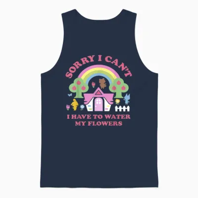 Animal Crossing Sorry I Can't I Have to Water My Flowers Unisex Tank Top - Navy