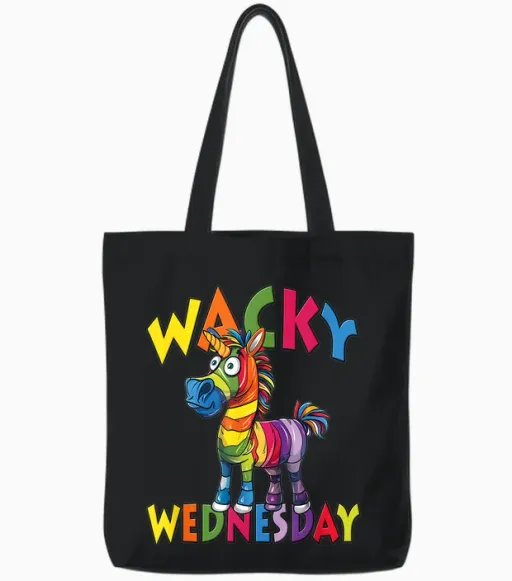 Wacky Wednesday Kids and Teachers | Mismatch Day Spirit Week Tote Bags - Black