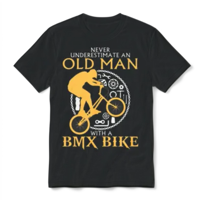 Old Man with a Bmx Bike Unisex T-Shirt - Black