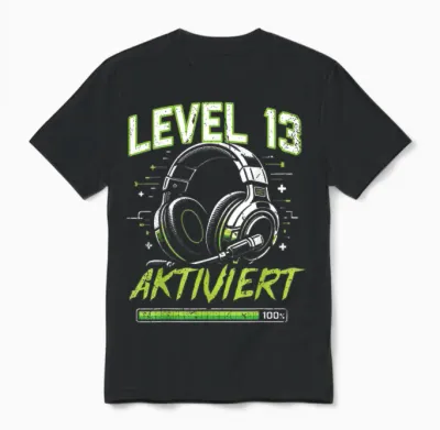 13. Geburtstag Jungen Video Gamer Level 13 Aktiviert Junge Unisex T-Shirt - Black