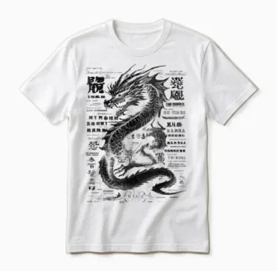 Drachen Streetwear Aesthetic Retro Mode Dragon Damen Herren Unisex T-Shirt - White