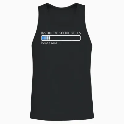Install Social Skills Funny Programmer Introverted T-Shirt, Black, S Unisex Tank Top - Black