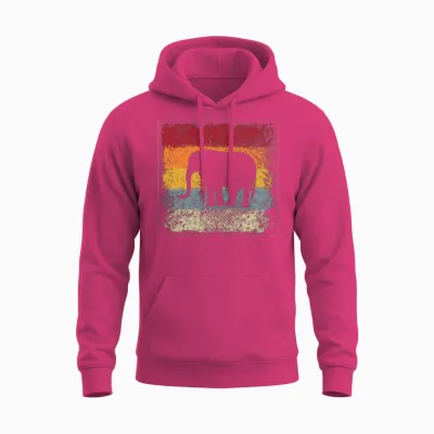 Elephant Retro Unisex Hoodie - Heliconia