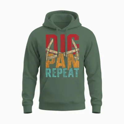 Gold Panning Prospector Dig Pan Repeat Unisex Hoodie - Military Green