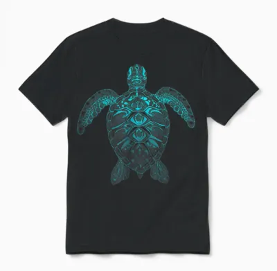 Mandala Schildkröte Unisex T-Shirt - Black