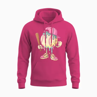 Ice Cream Drip Baseball Spots Baseball Drip for Girls Unisex Hoodie - Heliconia