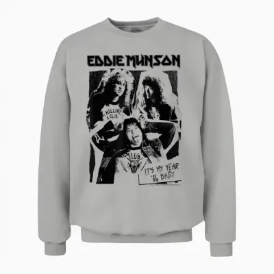 Stranger Things Eddie Munson Hellfire Club T-Shirt, White, S Unisex Sweatshirt - Ash