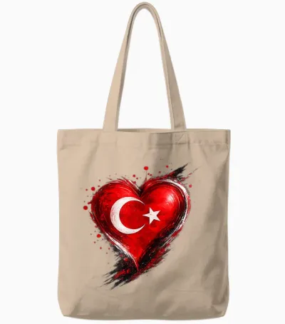 Türkei T-Shirt Mit Herz Türkische Flagge Türk Türkiye Tote Bags - Natural