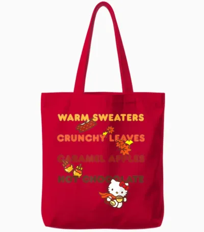 Hello Kitty Favorite Fall Things Tote Bags - Red