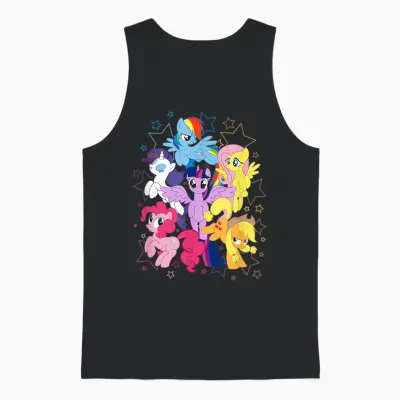 My Little Pony: Friendship Is Magic Starry Group Shot T-Shirt, Black Unisex Tank Top - Black