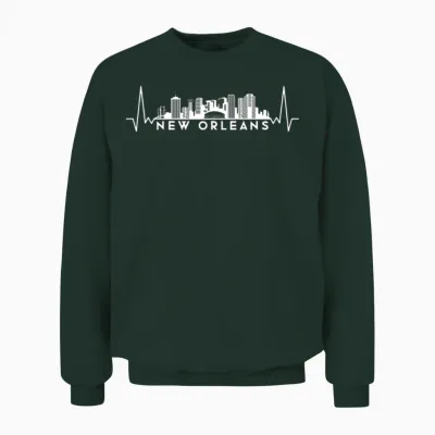 Heartbeat Skyline Usa New-Orleans Unisex Sweatshirt - Forest