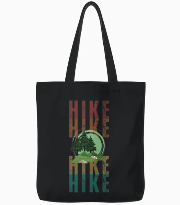 Hike Hiking & Outdoors Gift Tote Bags in Black