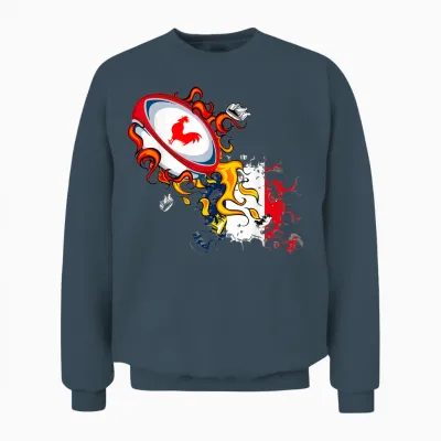 Rugby Shirt Player Child Man Flag Rooster Men Women T-Shirt, Black, S Unisex Sweatshirt - Dark Heather
