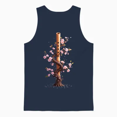 Flûte Shakuhachi Bambou Arbre En Fleurs Harmonie Naturelle Unisex Tank Top - Navy