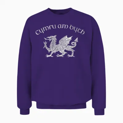 Wales Red Welsh Dragon Cymru Am Byth Unisex Sweatshirt - Purple