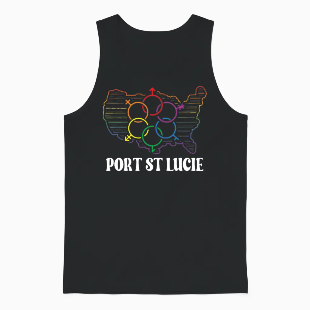 Port St Lucie Pride Month Pride Flag Lgbt Communit Unisex Tank Top in Black