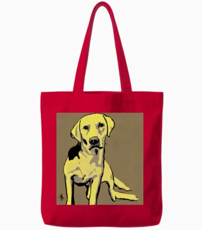 Yellow Labrador Retreiver Tote Bags - Red