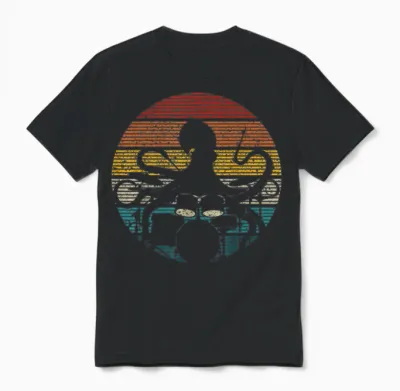 Octopus Playing Drums Drummer Musician Drumming Band T-Shirt, Black, S Unisex T-Shirt - Black