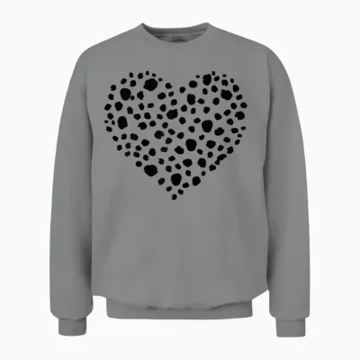 Cute Dalmatian Pattern Heart Love for Women and Girls T-Shirt, White Unisex Sweatshirt - Sport Grey