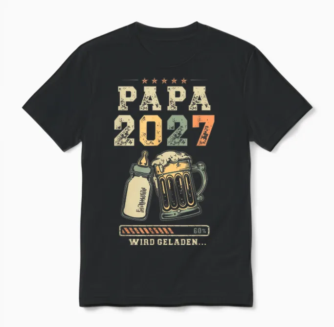 Bald Papa 2027 Werdender Papa Babyflasche Und Krug Unisex T-Shirt in Black
