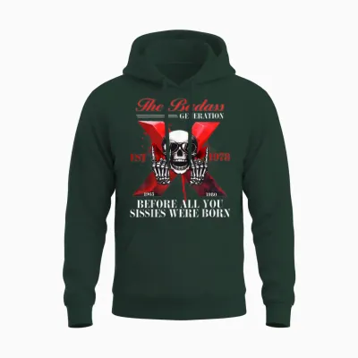 Skeleton Shirt Gen X Badass Generation Funny Gen X Est 1978 T-Shirt, Black, S Unisex Hoodie - Forest