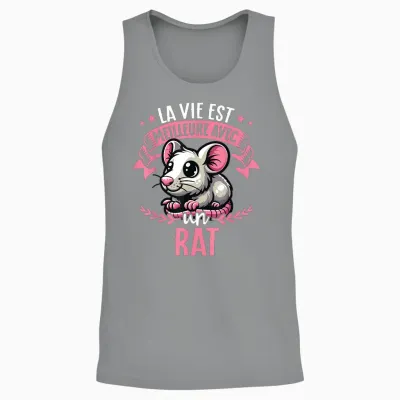 Life Is Better with a Rat - Sweet Rat T-Shirt, Black, S Unisex Tank Top - Sport Grey
