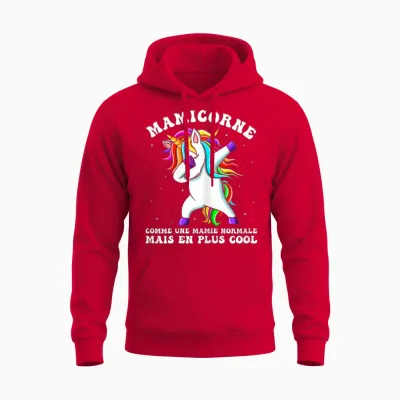 Mamicorne Funny Granny Unicorn Gift Mother's Day T-Shirt, Black, Female X-Small Unisex Hoodie - Red