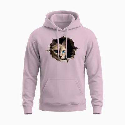 @n!mal Katze Wand Tiere Katzenmotiv Tier Katze T-Shirt Schwarz Unisex-Erwachsene Und Kinder Klein Unisex Hoodie - Light Pink