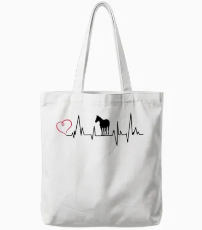 Heartbeat Quarter Horse Tote Bags - White
