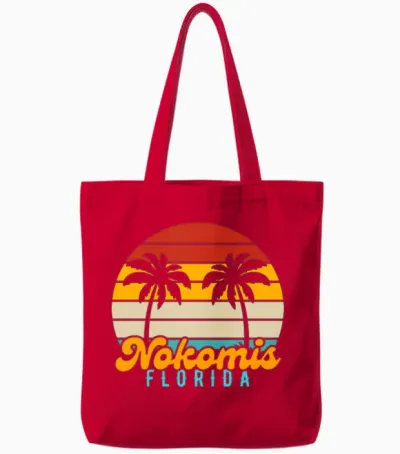 Nokomis Florida Retro Sunset Tote Bags - Red