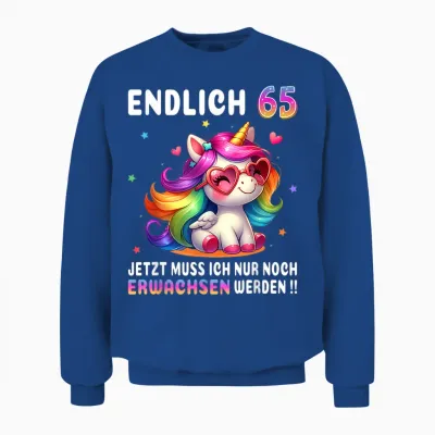 65 Geburtstag Geschenke Frau 65 Jahre Einhorn Party Outfit Unisex Sweatshirt - Royal