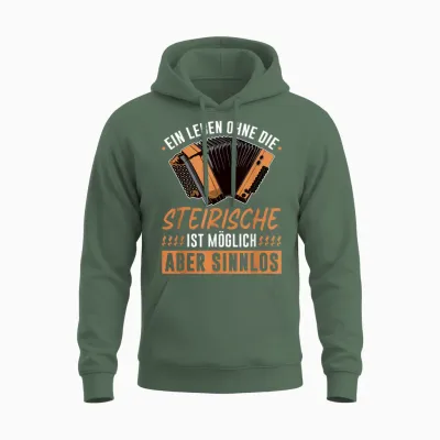 Leben Ohne Steirische Harmonika, Lustiges Quetschn Unisex Hoodie - Military Green