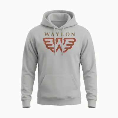 Waylon Jennings - Official Merchandise - Flying W Logo Unisex Hoodie - Ash