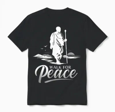 Marche Pour Les Moines De La Paix Avec Aloka Dog Minimalist Zen Art Unisex T-Shirt - Black