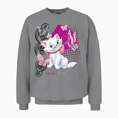 Aristocats Marie Meow Butterfly Cat T-Shirt, Black Unisex Sweatshirt - Sport Grey