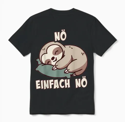 Nö Sloth Funny Cool Saying Lazy for Girls and Boys T-Shirt, Black Unisex T-Shirt in Black