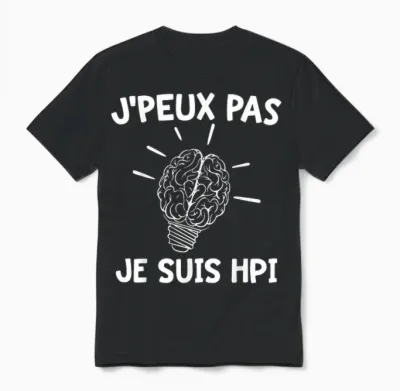 J'peux Pas Je Suis Hpi | Humor High Potentiel Intellectuel T-Shirt, Black, S Unisex T-Shirt - Black