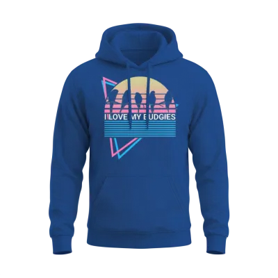 Budgie Parakeet Retro Unisex Hoodie - Royal